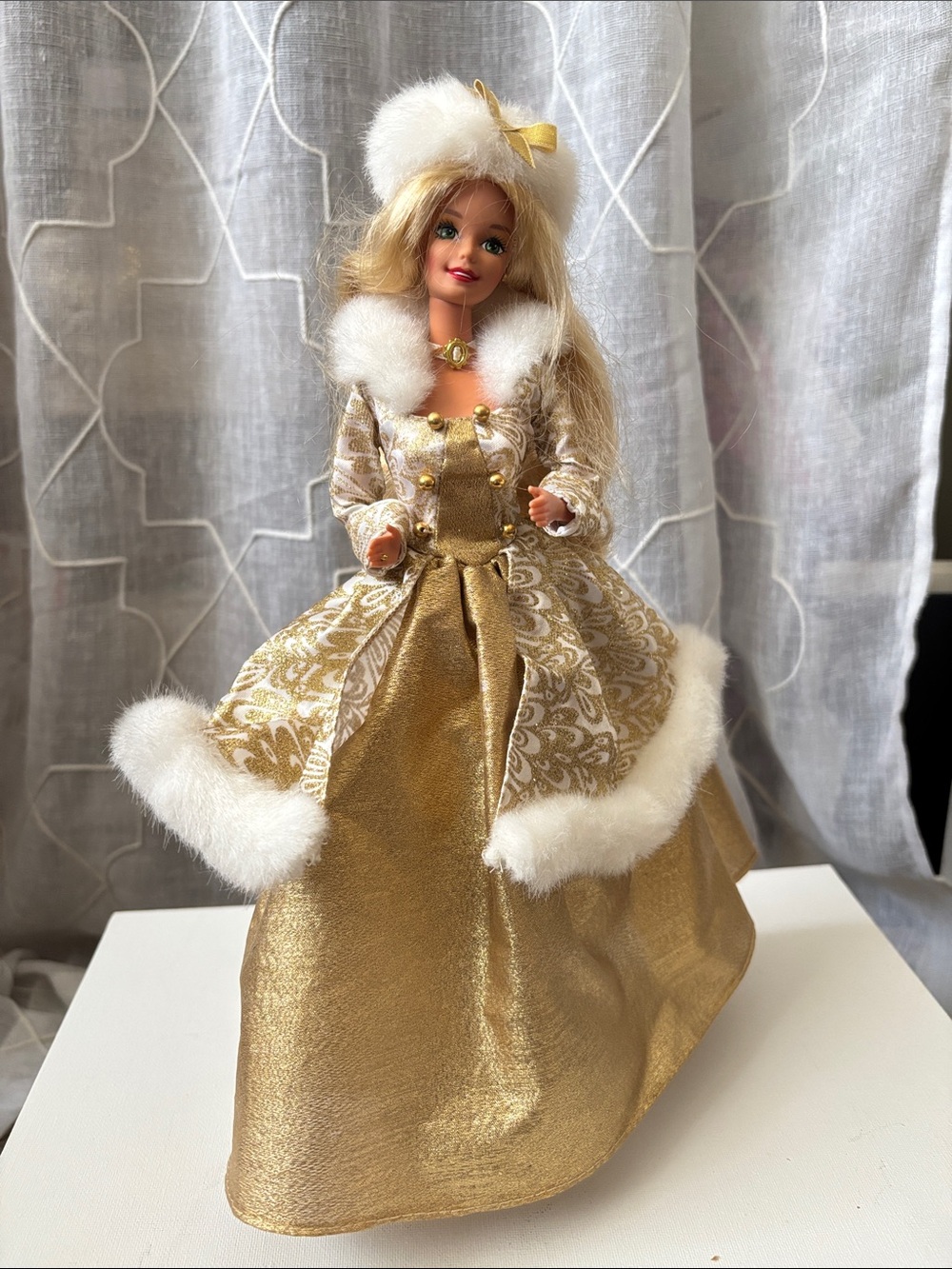 Special Edition Winter Fantasy Barbie —- Gold Evening Gown with White Shoes
